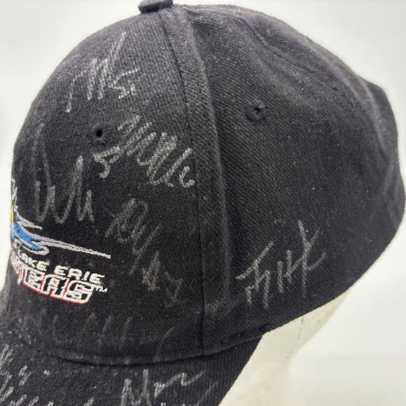 Lake Erie Monsters Hockey Autographed Hat OSFM Strapback Sportswear Black Cap - Picture 8 of 11